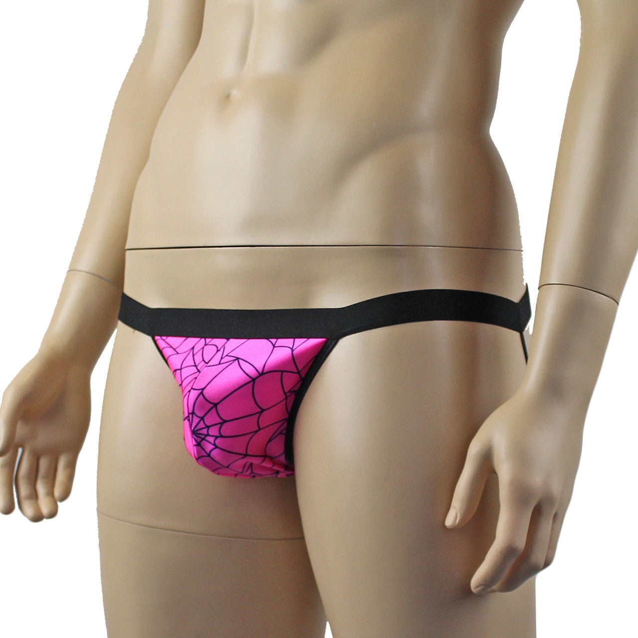 Mens Spider Web Mini Jock Strap with Band Lime Green or Hot Pink