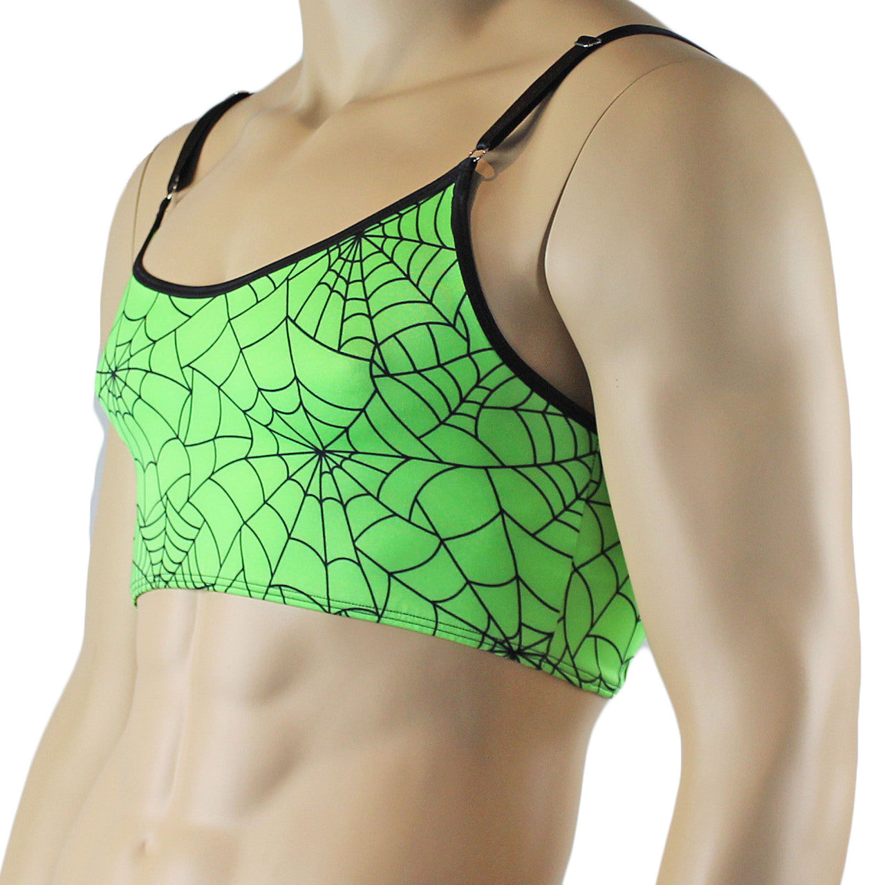 Mens Spider Web Camisole Bra Top Lime Green or Hot Pink