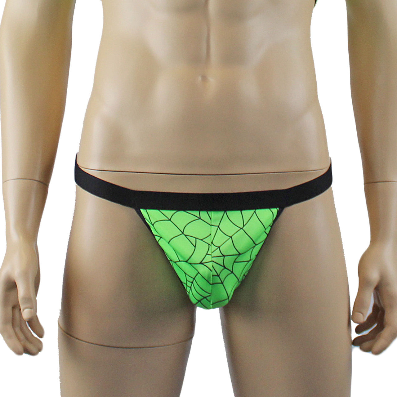 Mens Spider Web G string Thong with Band Lime Green