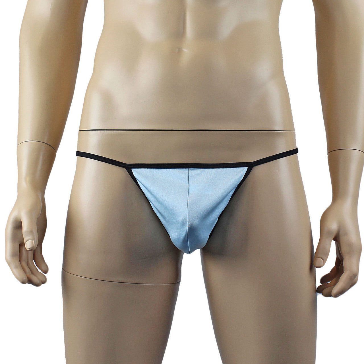 Mens Twinkle Lingerie Pouch G string with Triangle Back & Bow Light Blue