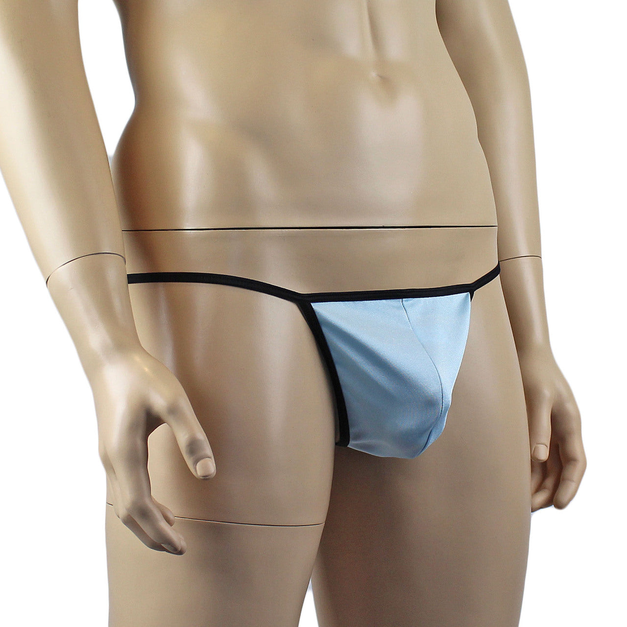 Mens Twinkle Lingerie Pouch G string with Triangle Back & Bow Light Blue