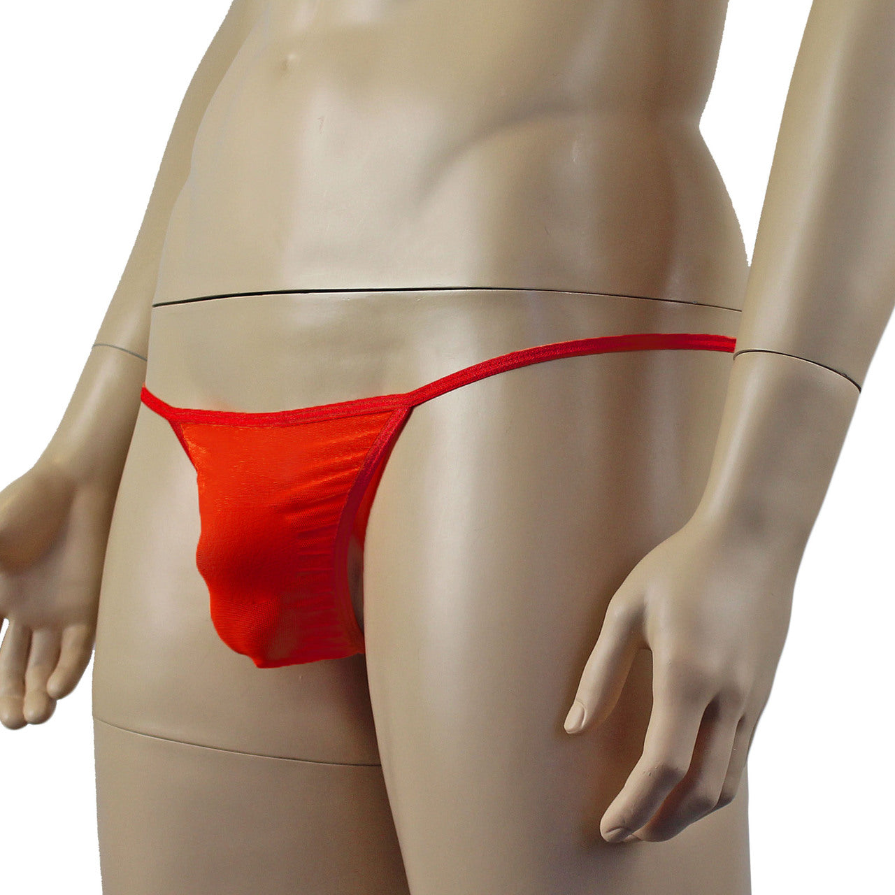 Mens Vicky See Through Sheer Mesh Pouch G string Red
