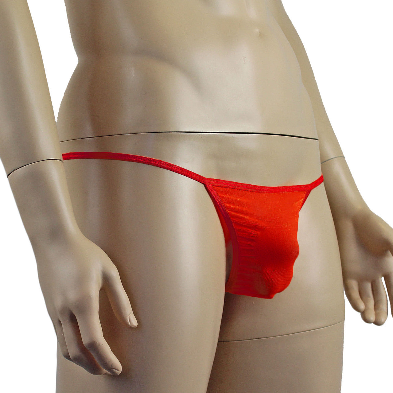 Mens Vicky See Through Sheer Mesh Pouch G string Red
