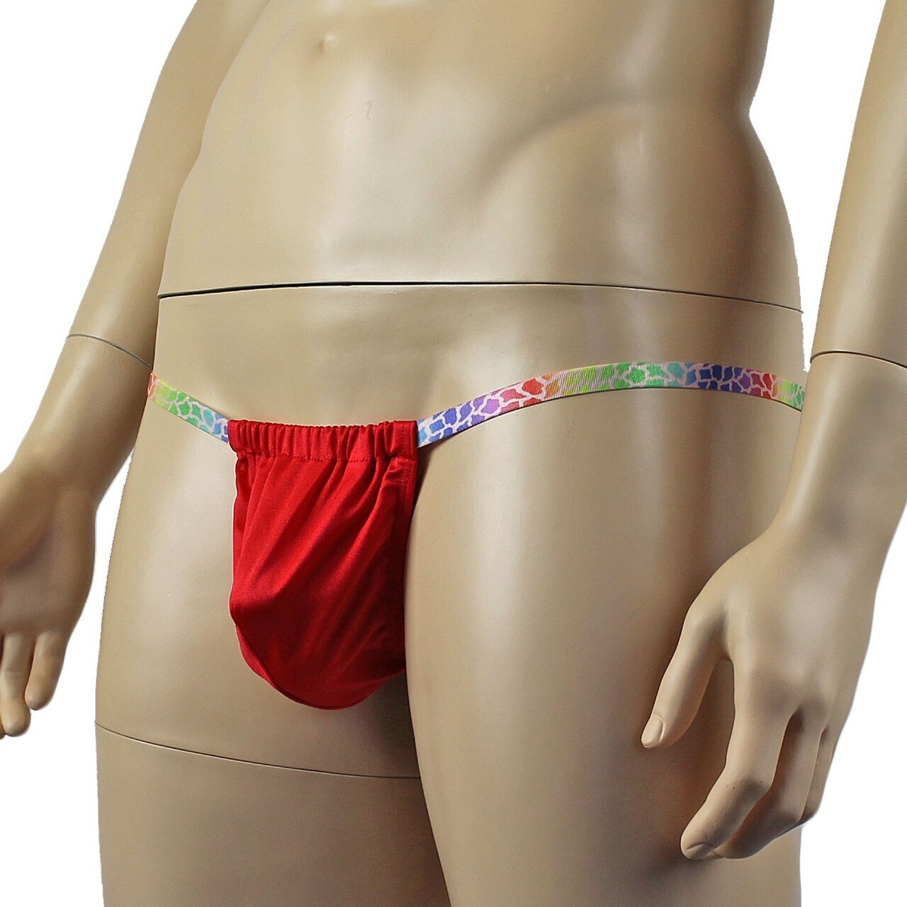 Mens Wild Colourful Adjustable Ball Bag Pouch G string Underwear Red