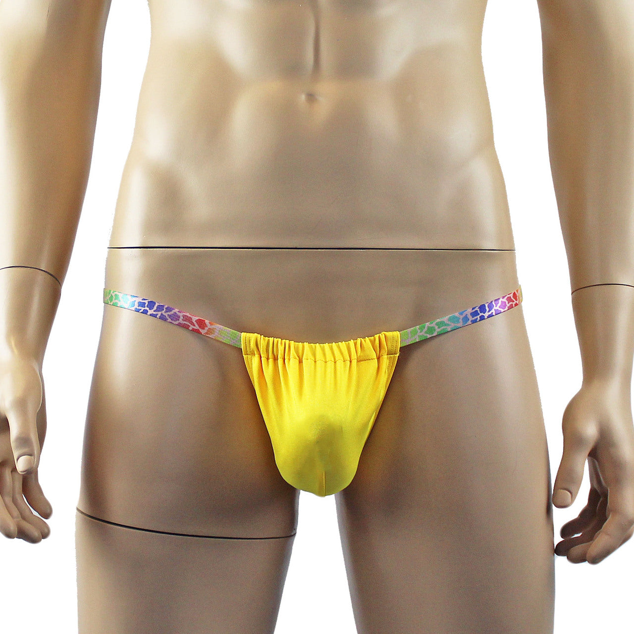 Mens Wild Colourful Adjustable Ball Bag Pouch G string Underwear Yellow
