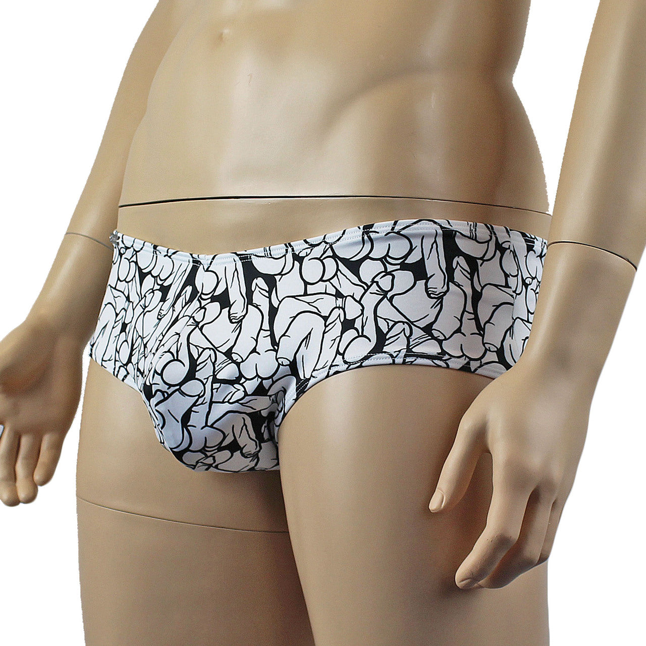 Male Willie Boxer Brief with Naughty Print Black and White