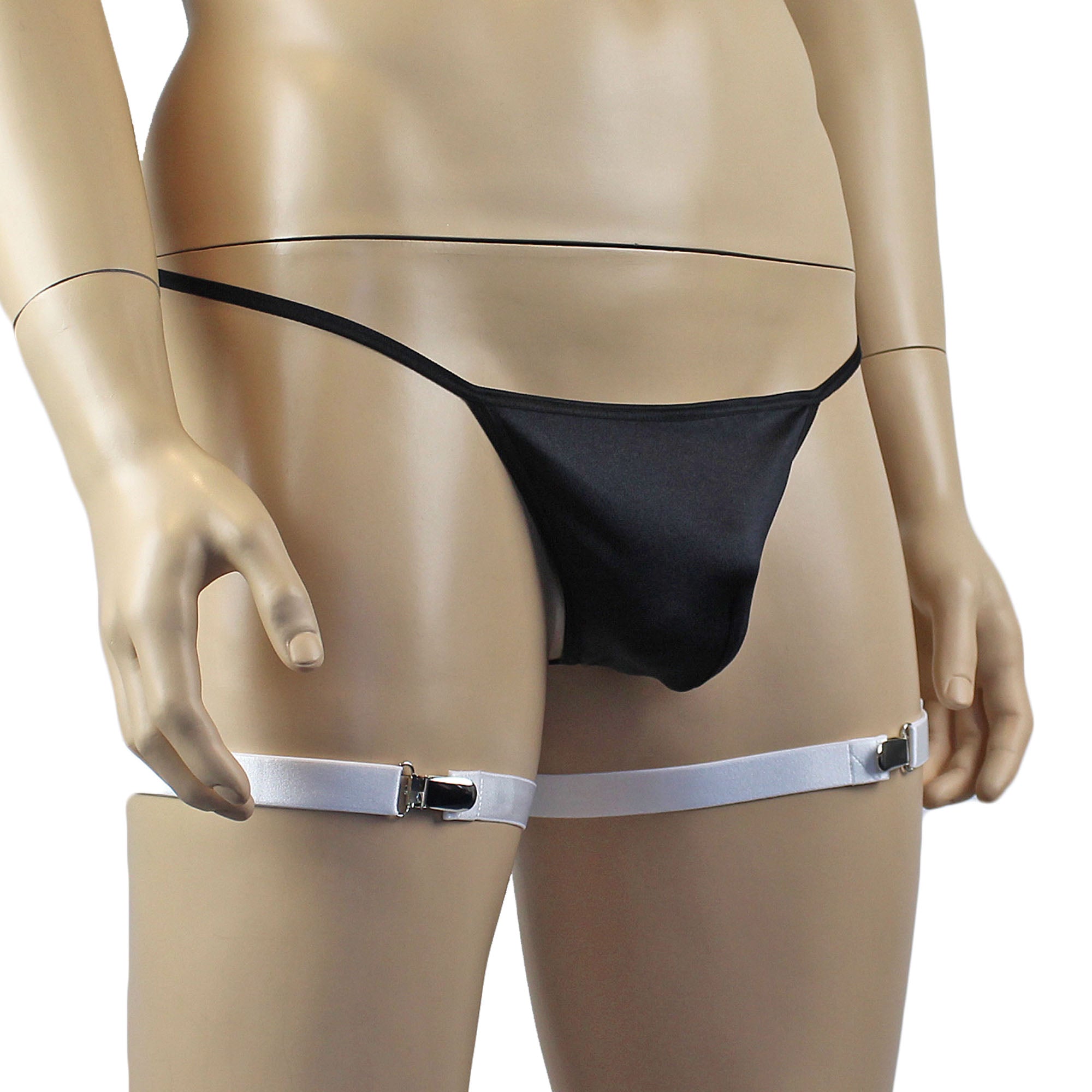 Unisex Zoe Underwear Adjustable Garters with Suspender Clips White